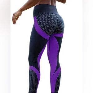 Purple and Black Geometric Women's Leggings